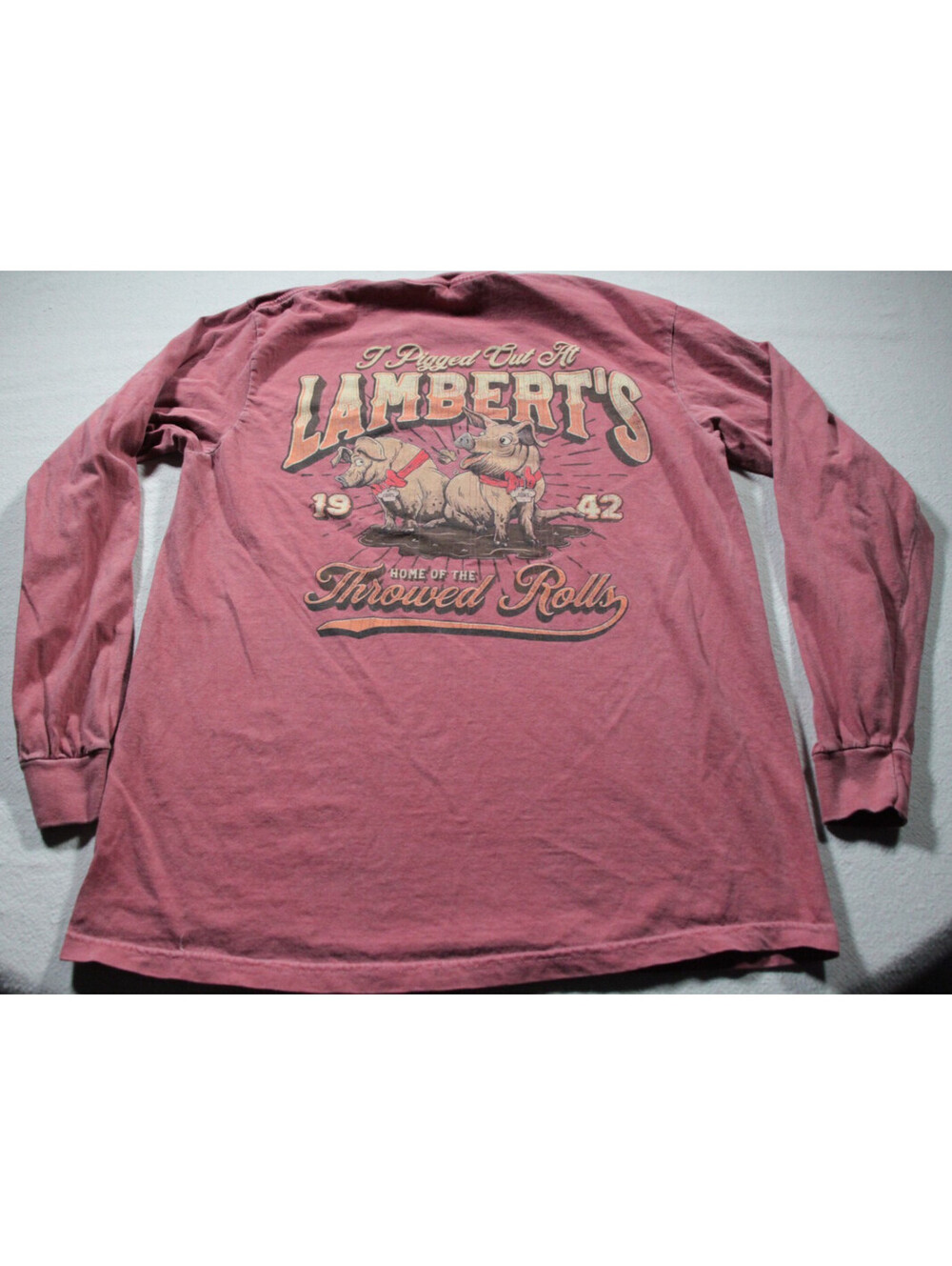 Lambert's Cafe Long Sleeve T-Shirt M Comfort Colors Red Missouri
